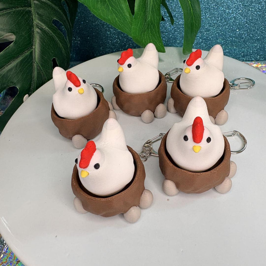 Laying Hen Fidget Clicker Keychain