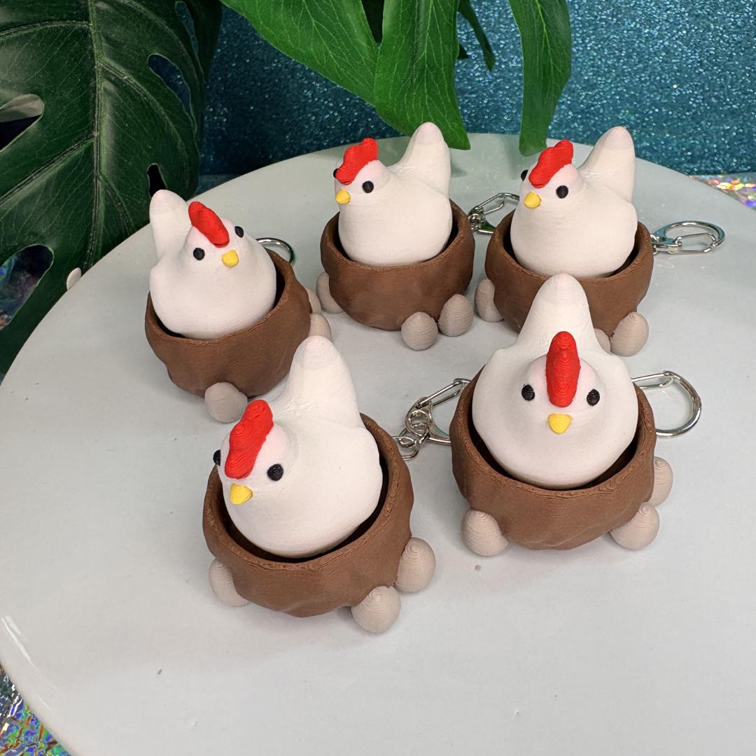 Laying Hen Fidget Clicker Keychain
