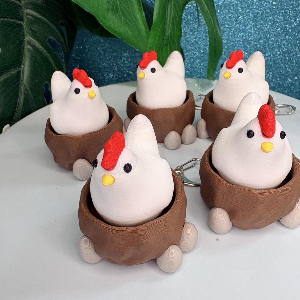 Laying Hen Fidget Clicker Keychain