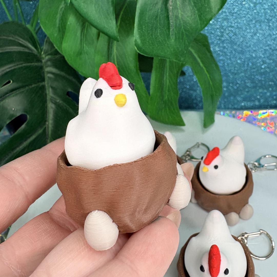 Laying Hen Fidget Clicker Keychain