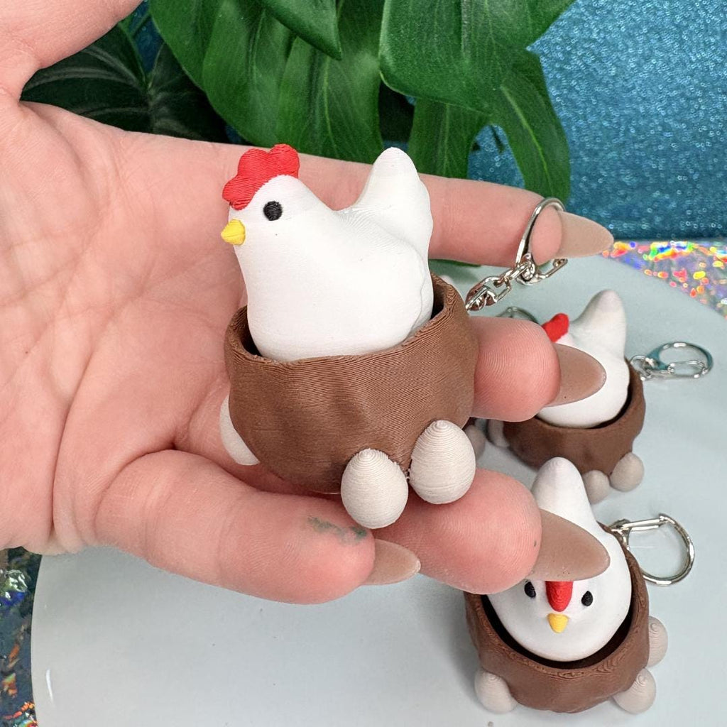Laying Hen Fidget Clicker Keychain