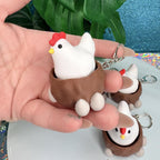 Laying Hen Fidget Clicker Keychain