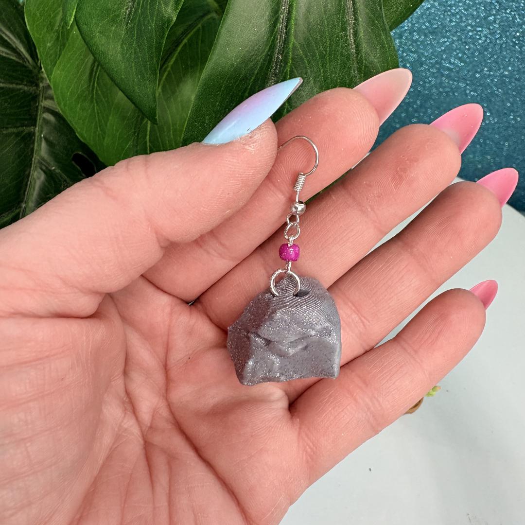 Opalite Rock & Cactus Dangle Earrings – Handmade Earrings with Mini Rock Cactus Charm | Bold Statement Jewelry