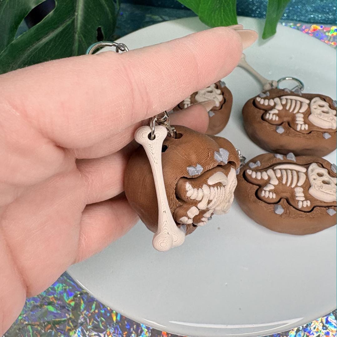 Dino Fossil Fidget Clicker Keychain