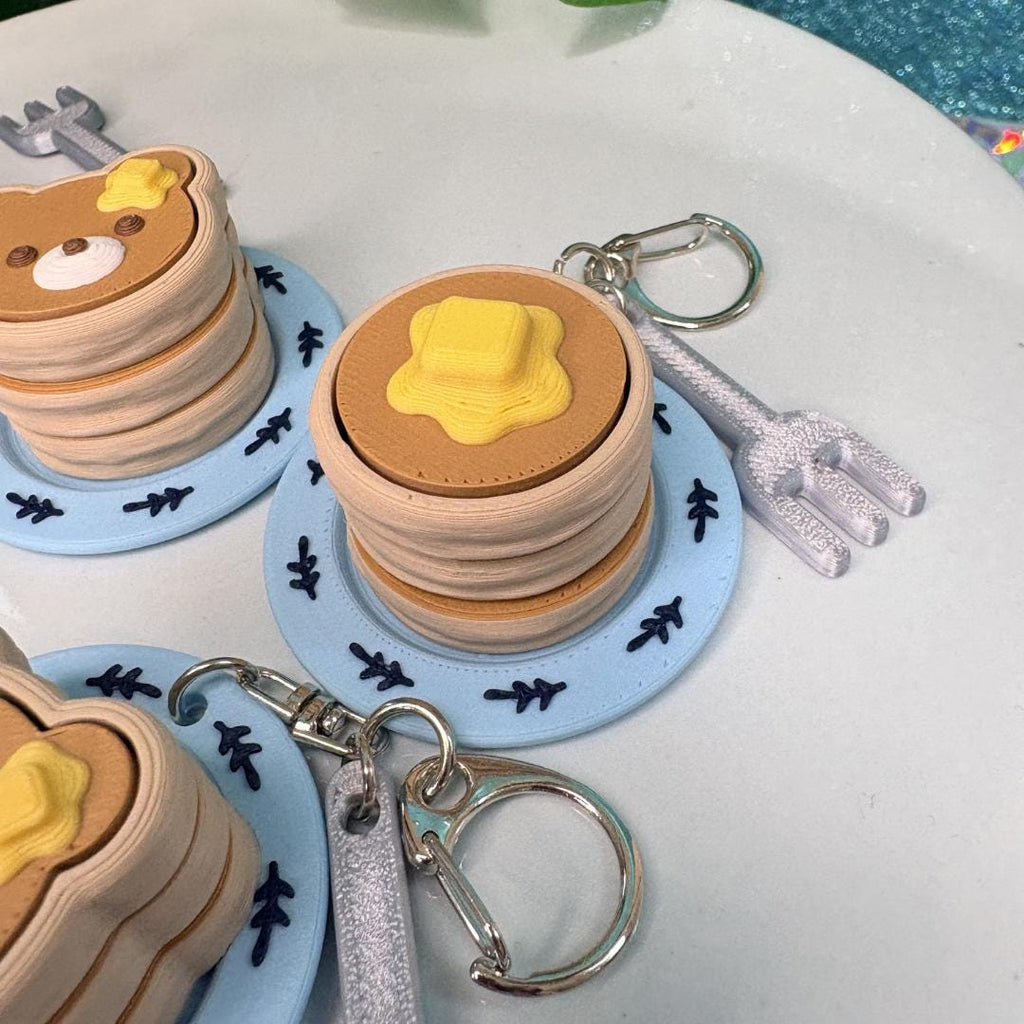 Pancake Stack Fidget Clicker Keychain