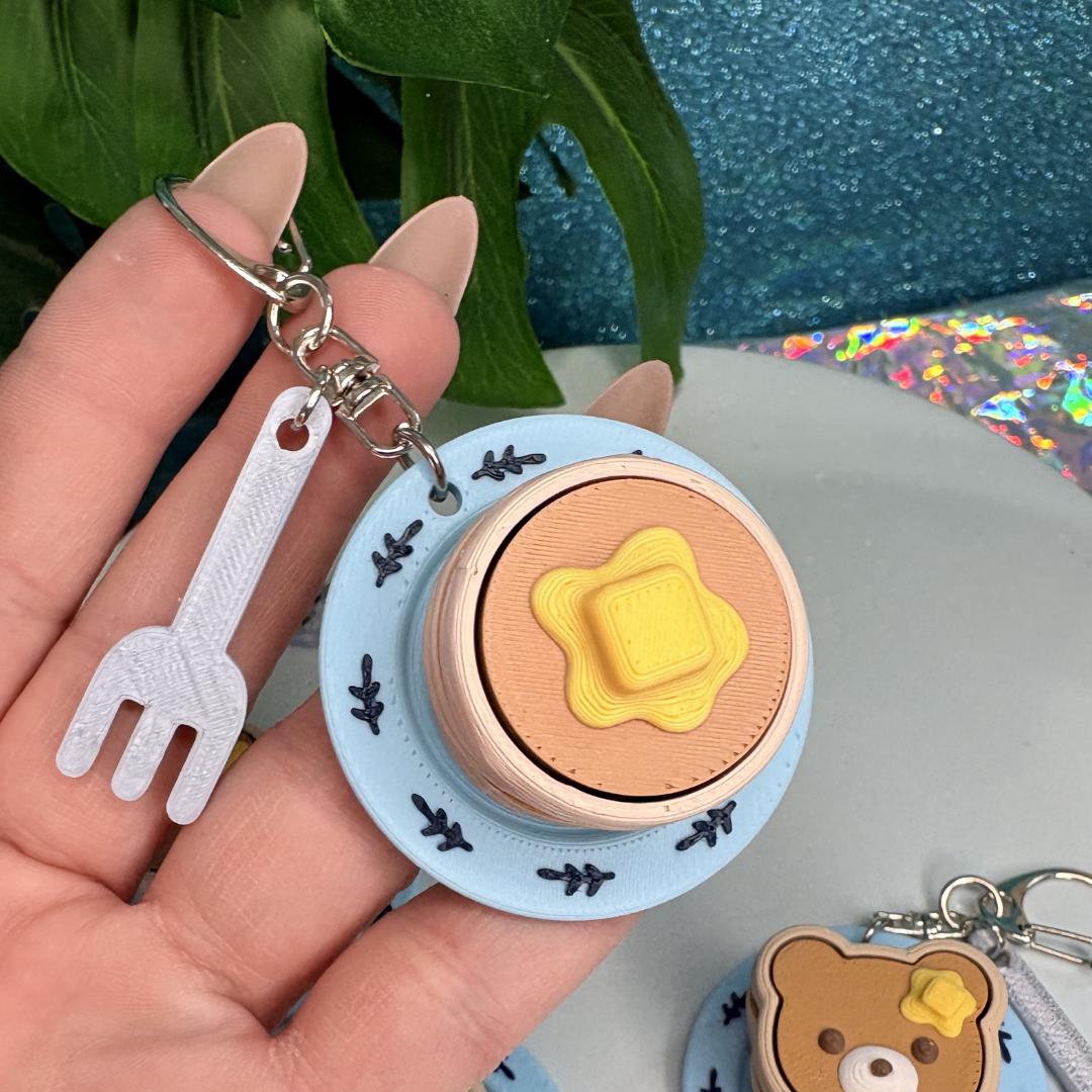 Pancake Stack Fidget Clicker Keychain