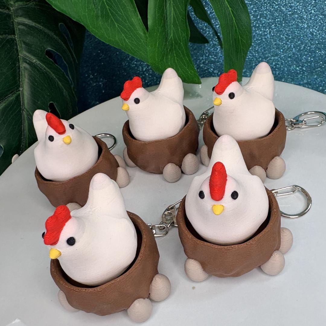 Laying Hen Fidget Clicker Keychain