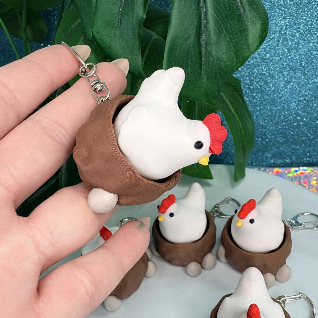 Laying Hen Fidget Clicker Keychain