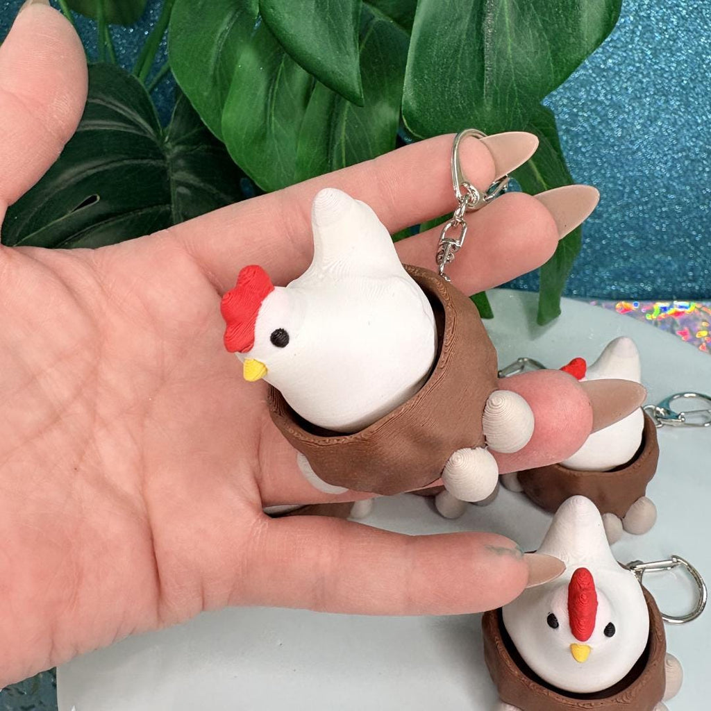 Laying Hen Fidget Clicker Keychain