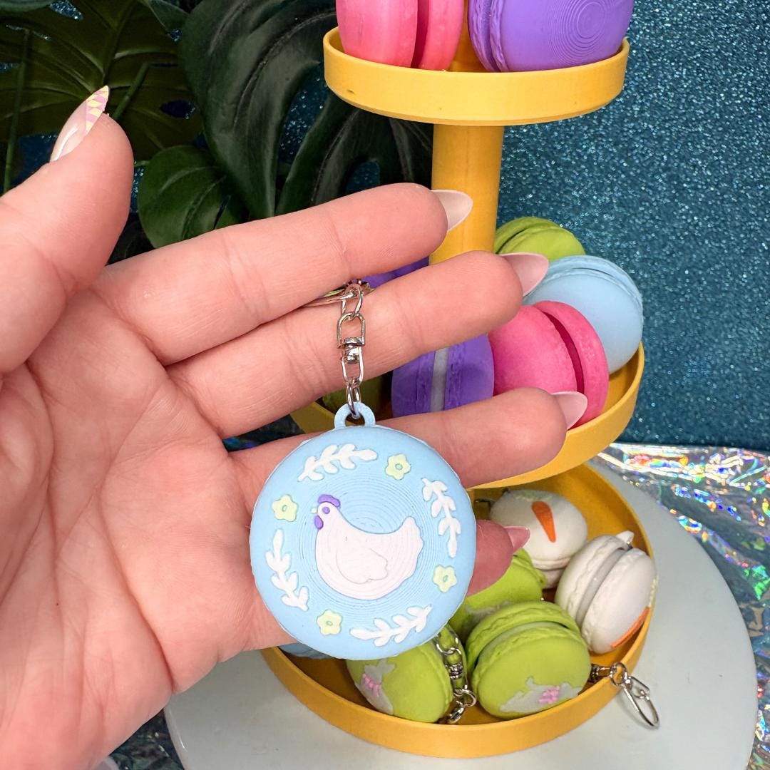 Spring Macaron Fidget Clicker Keychain