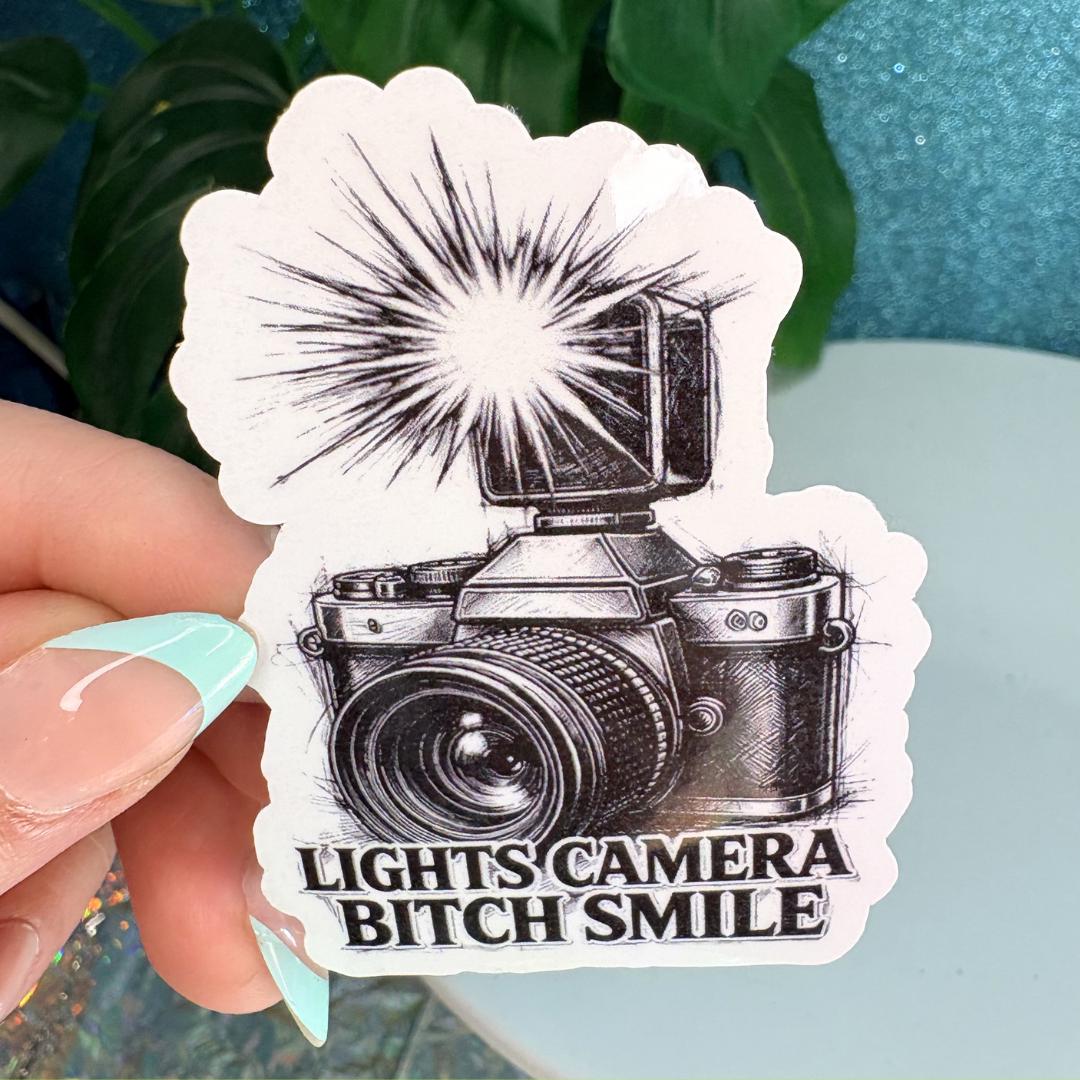 Lights Camera Bitch Smile Vinyl Sticker