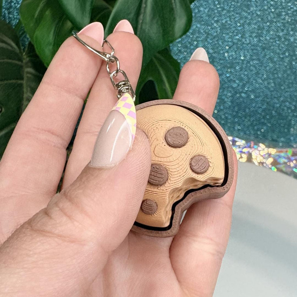 Chocolate Chip Cookie Fidget Clicker Keychain