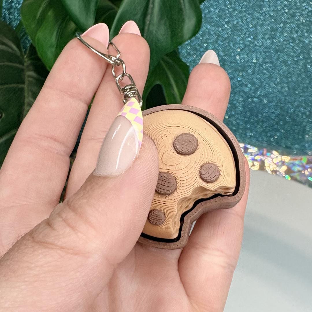 Chocolate Chip Cookie Fidget Clicker Keychain