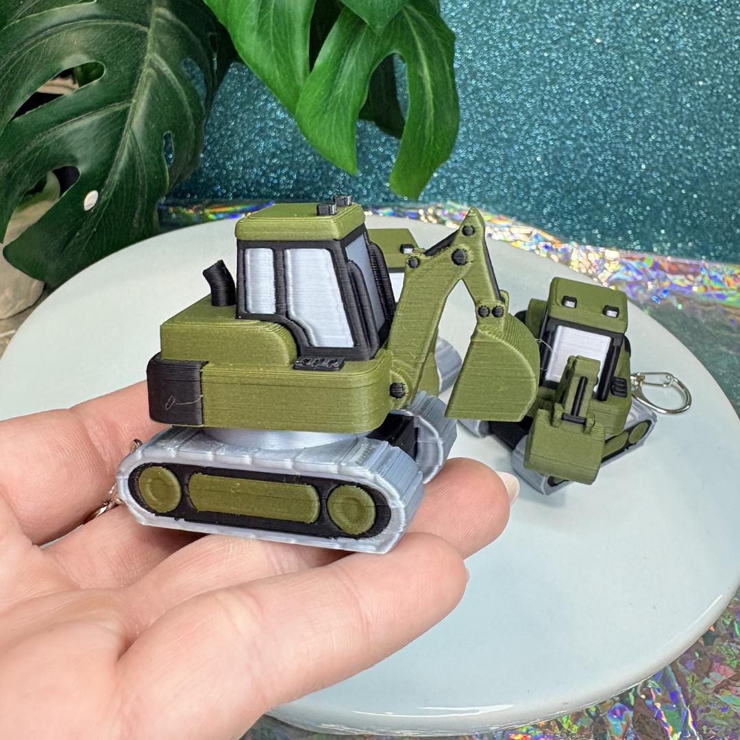 Excavator Fidget Clicker Keychain