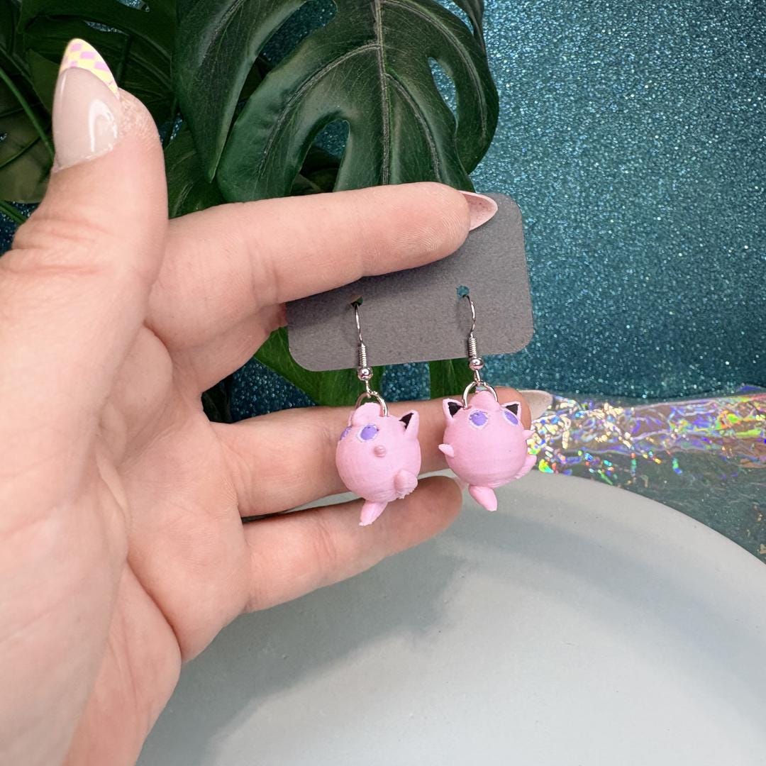Jiglypuff Dangle Earrings