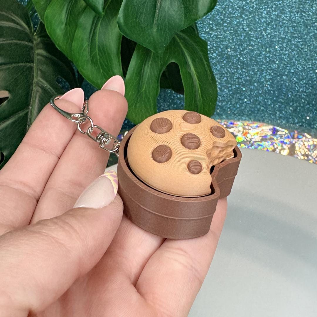 Chocolate Chip Cookie Fidget Clicker Keychain