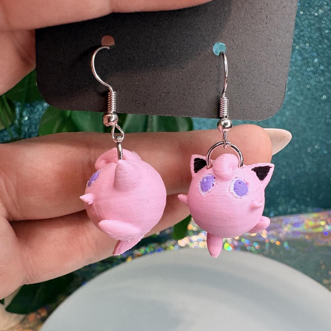Jiglypuff Dangle Earrings