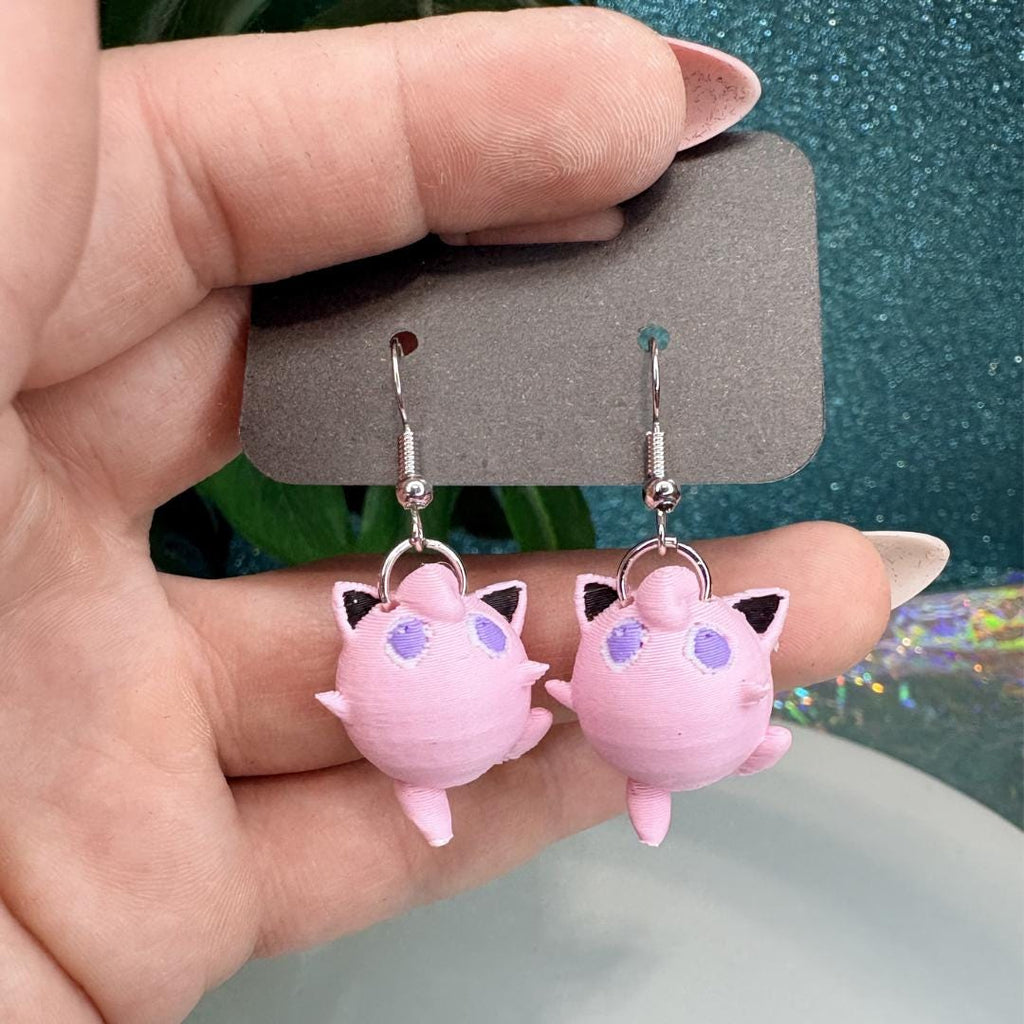 Jiglypuff Dangle Earrings