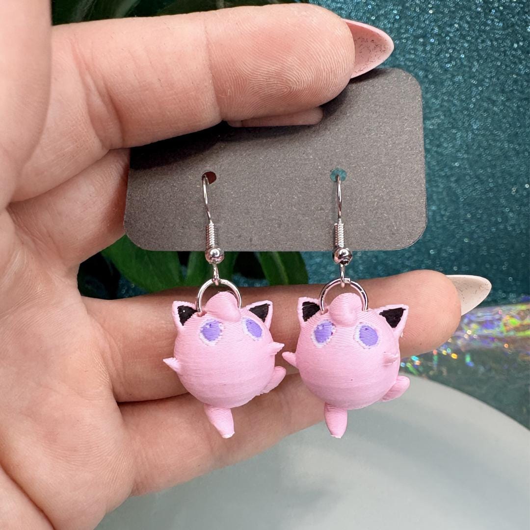 Jiglypuff Dangle Earrings