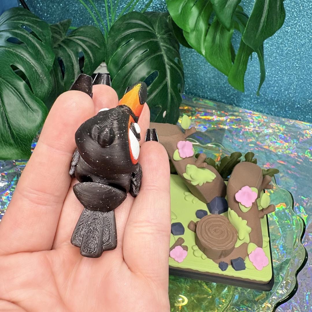 Toucan Jungle Playset | Mini Rainforest Habitat for Flexi Animals | Cute Desk Pet Display | Tropical Bird Play Area | 3D Printed Jungle