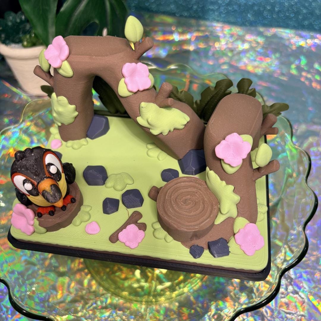 Toucan Jungle Playset | Mini Rainforest Habitat for Flexi Animals | Cute Desk Pet Display | Tropical Bird Play Area | 3D Printed Jungle