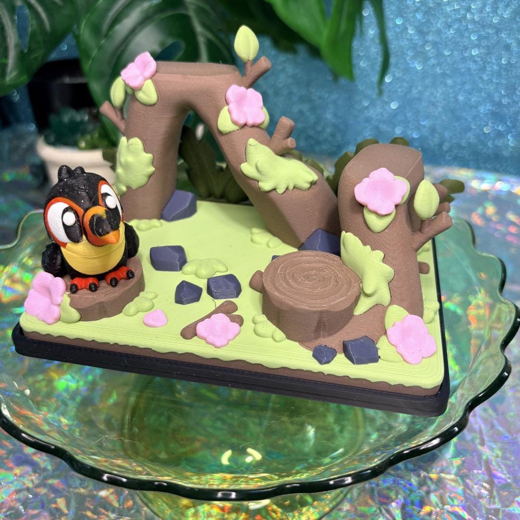 Toucan Jungle Playset | Mini Rainforest Habitat for Flexi Animals | Cute Desk Pet Display | Tropical Bird Play Area | 3D Printed Jungle