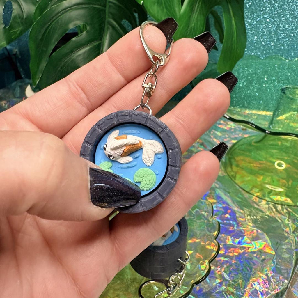 Koi Pond Clicker Keychain | Mini Zen Pond Fidget Clicker | Kawaii Fish Keychain | Sensory ADHD Fidget | Japanese Garden Gift