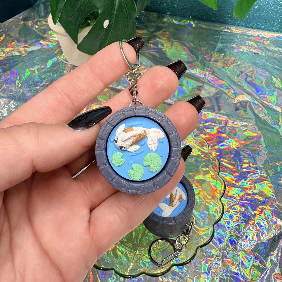 Koi Pond Clicker Keychain | Mini Zen Pond Fidget Clicker | Kawaii Fish Keychain | Sensory ADHD Fidget | Japanese Garden Gift