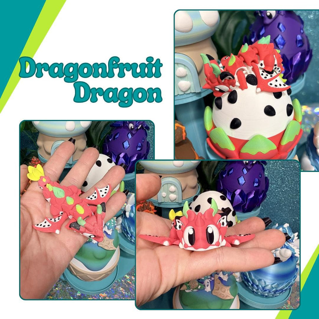 Dragonfruit Dragon Egg Fidget Toy | Articulated Mini Dragon in Egg | Cute Fantasy Desk Pet | 3D Printed Dragon Gift | Sensory Fidget