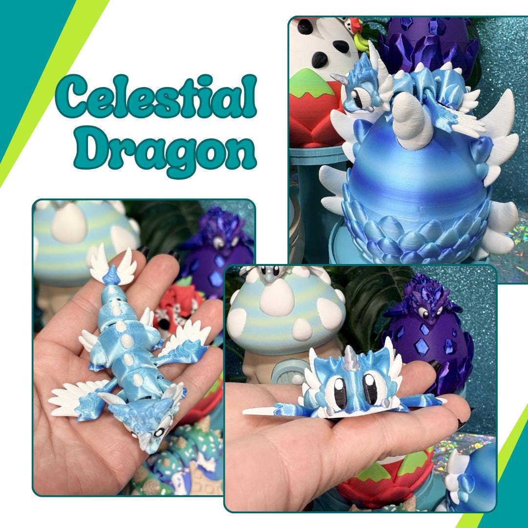 Dragon Egg Fidget Toy | Articulated Mini Dragon in Egg | 3D Printed Desk Pet | Sensory Toy for ADHD | Fantasy Dragon Gift