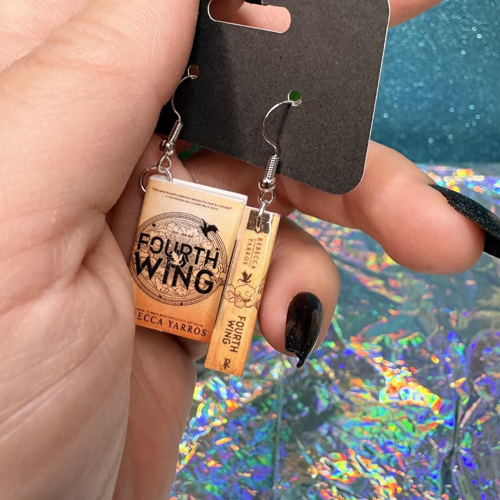 Romantasy Fourth Wing Book Earrings | Mini Fantasy Book Dangle Earrings | Dragon Rider Inspired Jewelry | Book Lover Gift | Reader Earrings