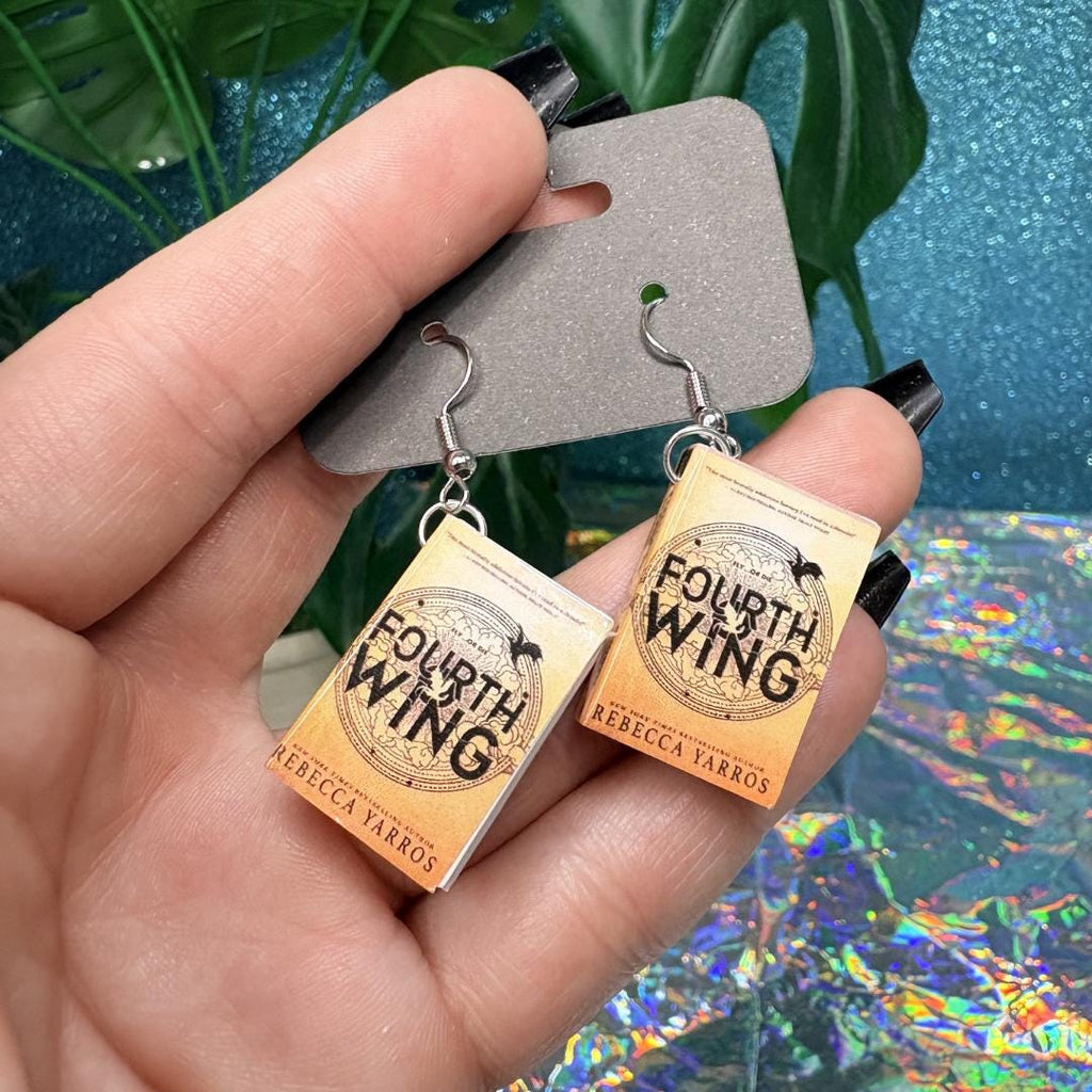 Romantasy Fourth Wing Book Earrings | Mini Fantasy Book Dangle Earrings | Dragon Rider Inspired Jewelry | Book Lover Gift | Reader Earrings