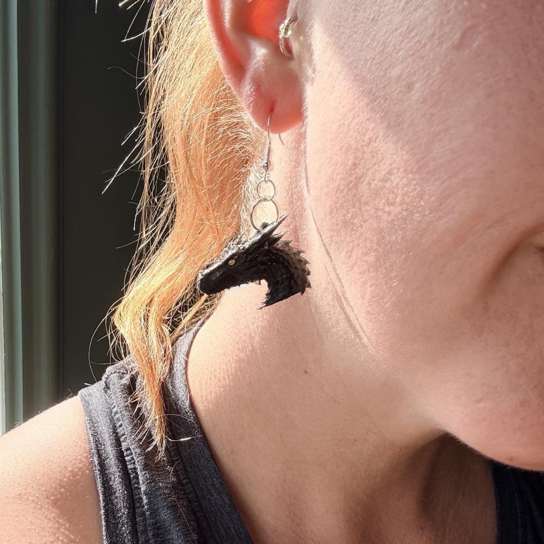 Tairn Andarna Fourth Wing Book Earrings | Mini Fantasy Dragon Dangle Earrings | Basgiath Inspired Jewelry | Book Lover Gift | Violet Xaden