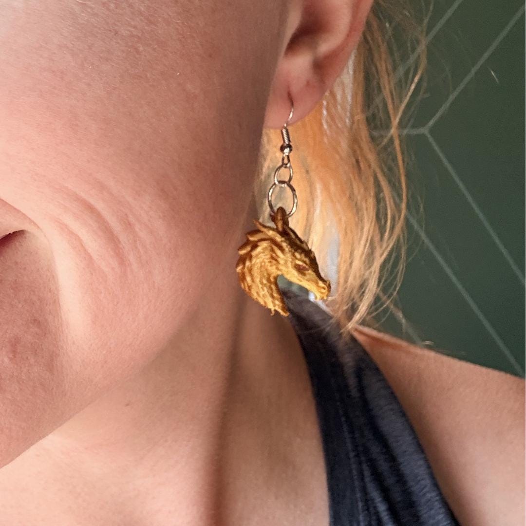 Tairn Andarna Fourth Wing Book Earrings | Mini Fantasy Dragon Dangle Earrings | Basgiath Inspired Jewelry | Book Lover Gift | Violet Xaden