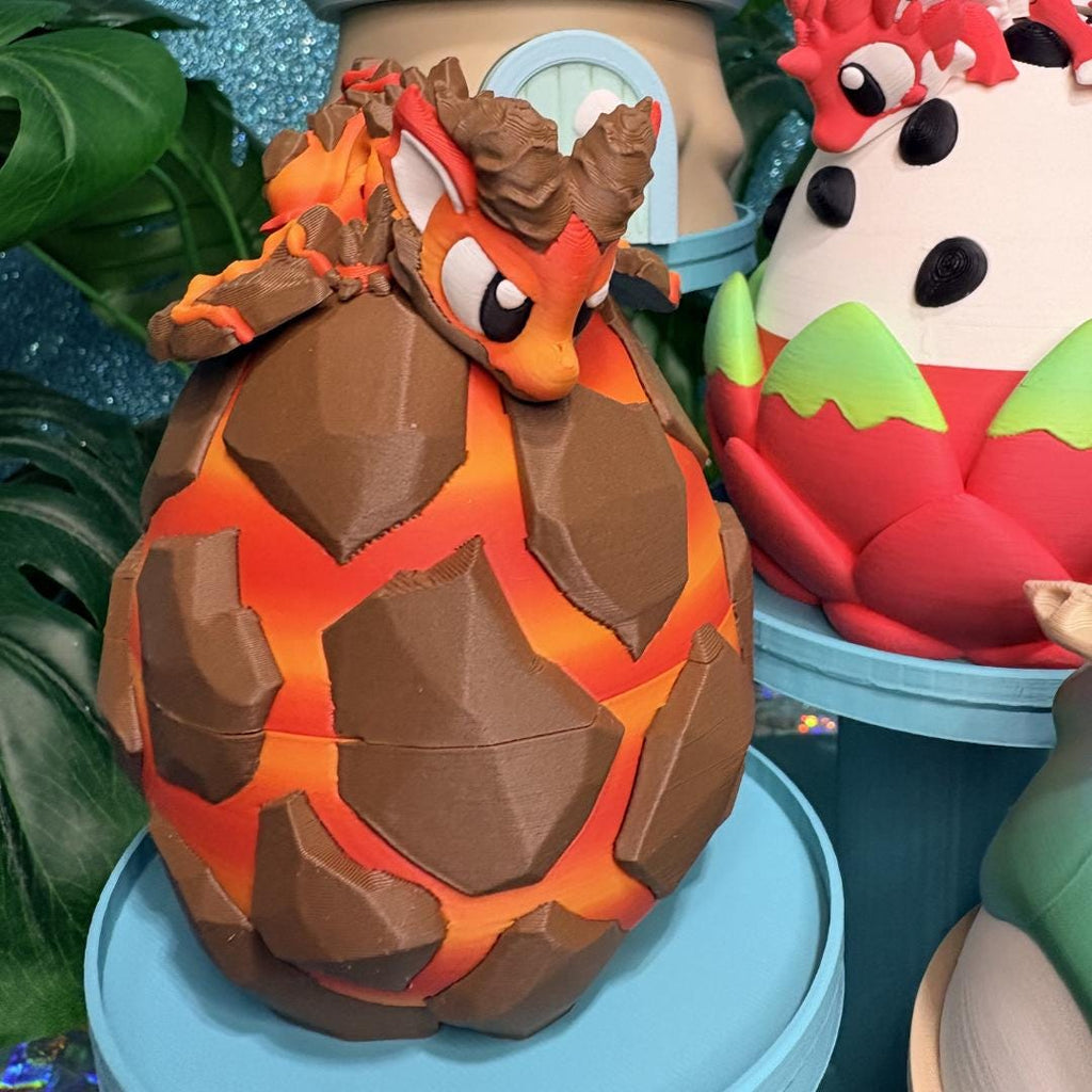Lava Dragon Egg Fidget Toy | Articulated Mini Dragon in Egg | Fire Dragon Desk Pet | 3D Printed Fantasy Gift | Sensory Fidget