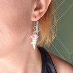 Flexi Axolotl Earrings | Articulated Axolotl Dangle Earring | Cute Kawaii Amphibian Jewelry | Pink Gill Axolotl Gift | Animal Lover Earrings