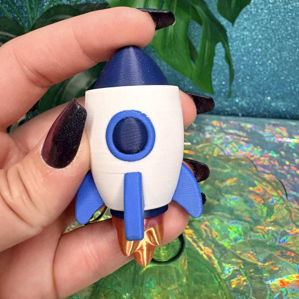 Rocket Ship Fidget Clicker Keychain