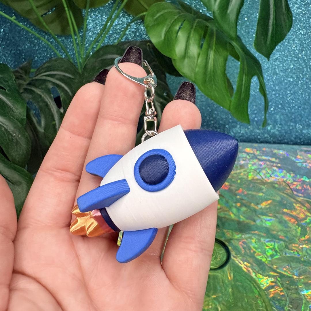Rocket Ship Fidget Clicker Keychain