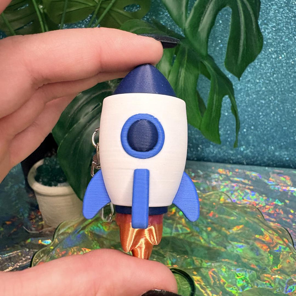 Rocket Ship Fidget Clicker Keychain