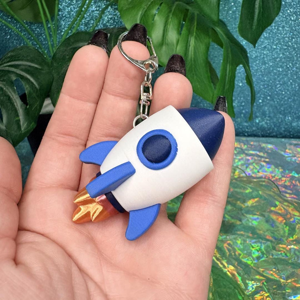 Rocket Ship Fidget Clicker Keychain