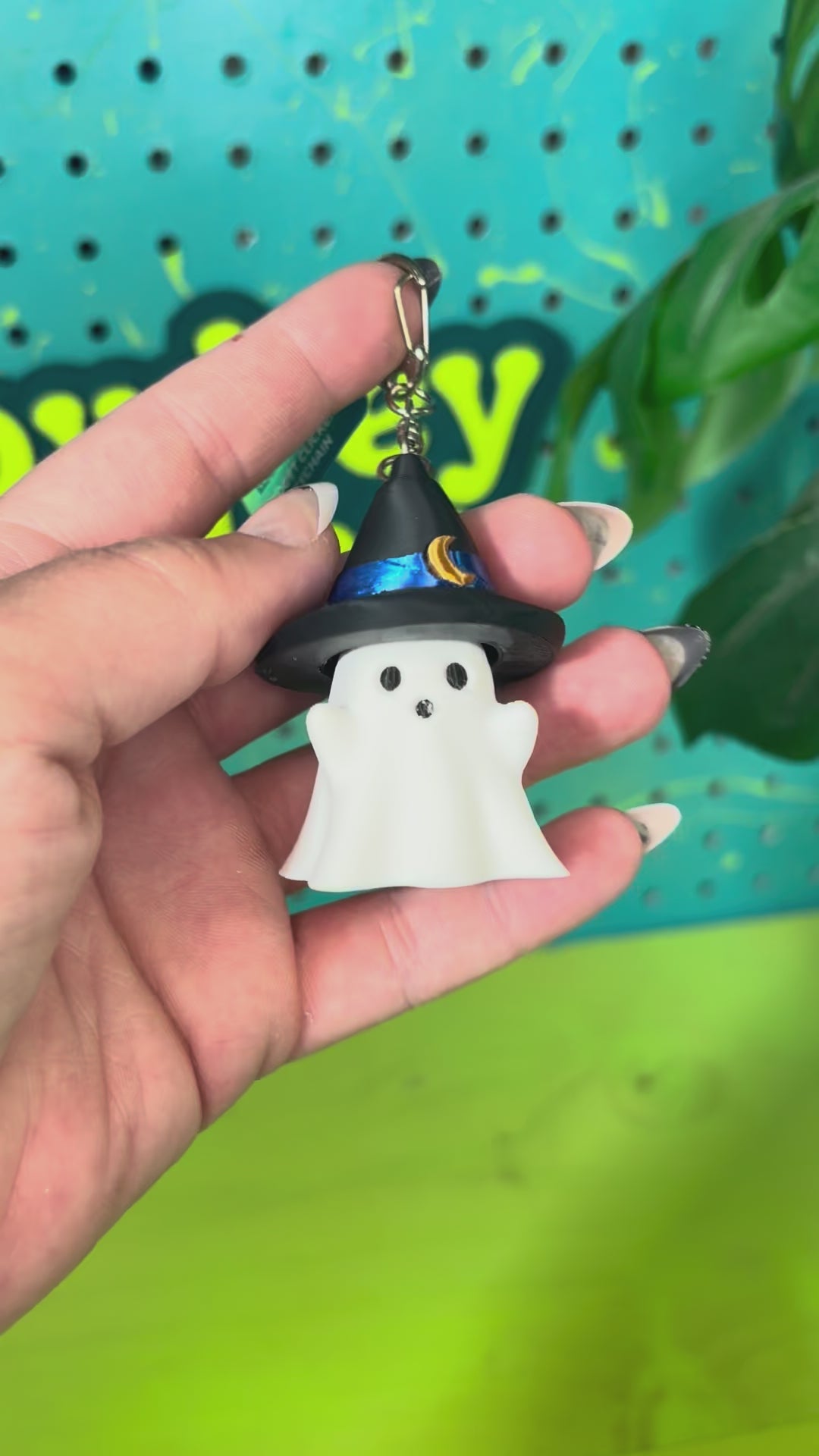 Witchy Ghost Fidget Clicker Keychain