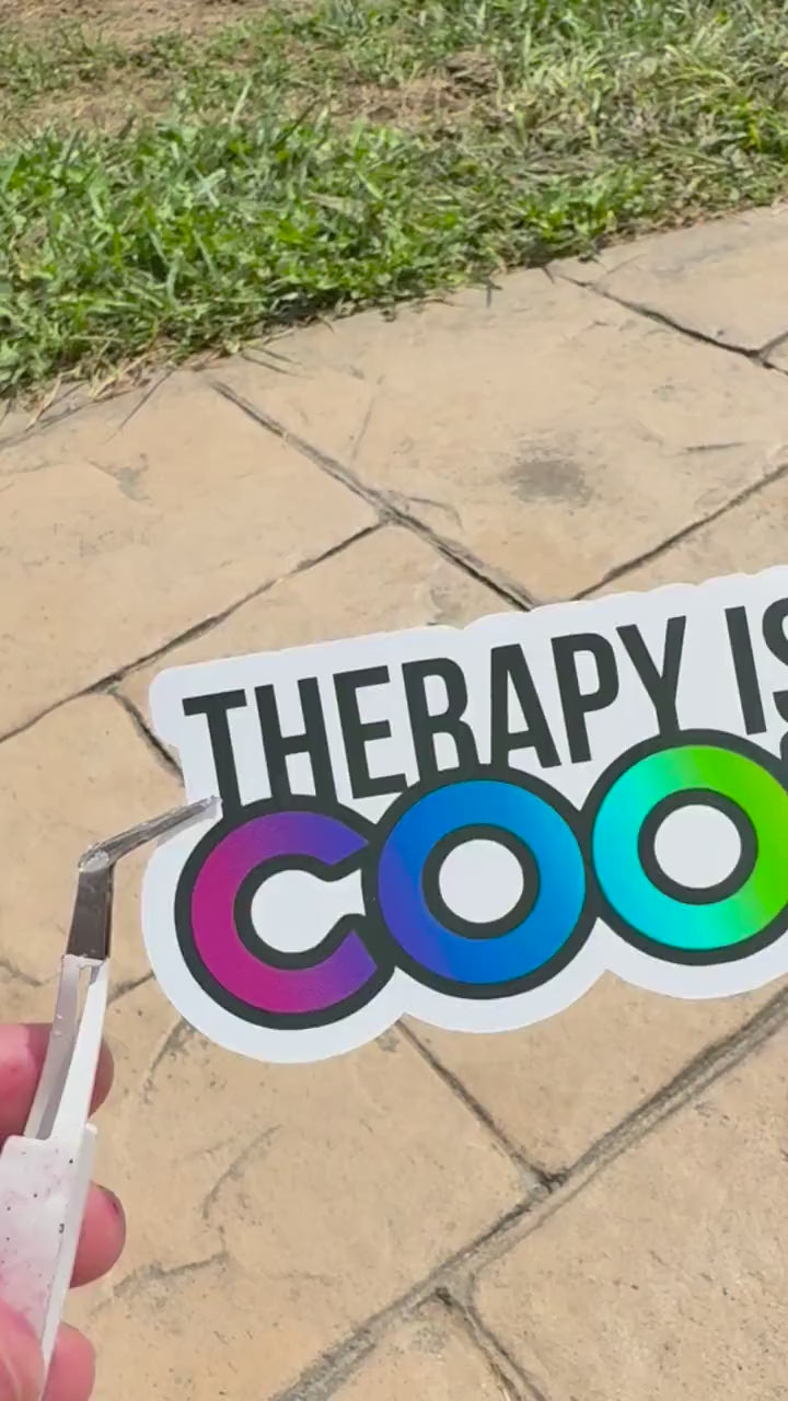 Therapy Is Cool Vinyl Sticker: Sarcastic Humor, Funny Therapist Sticker, Laptop Decal, Water Bottle Sticker, Therapy